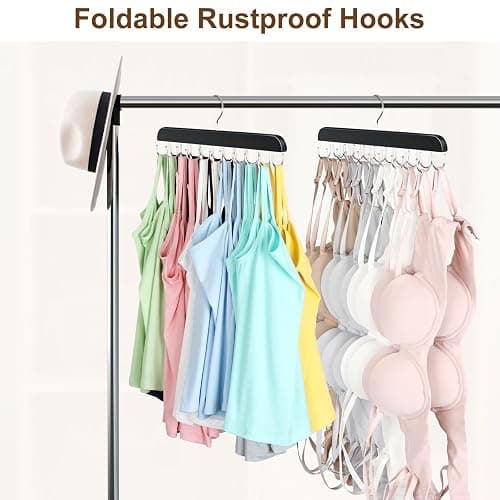 2 Pack Bra Hanger, Capacity Foldable Tank Top Hanger with 20 Hooks, Bra Hangers for Closet Organizer, Premium Wooden Space Saving Hangers Closet Organizers and Storage for Dorm & Apartment thumbnail 4