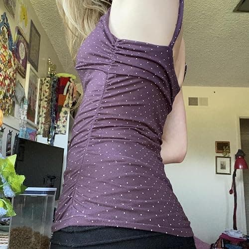 JOLILUNS Whimsy Twee Accessories Polka Dot Cami Top for Women Vintage Boho Polka Dot Crop Top thumbnail 4