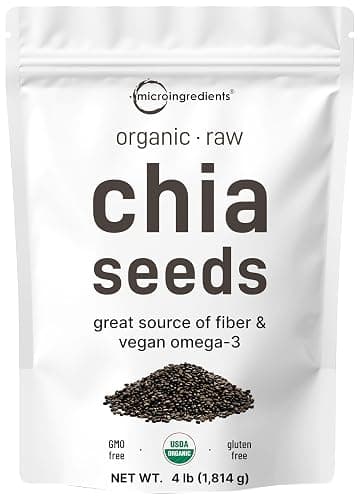 Organic Chia Seeds, 4lbs | Raw Chia Seed Source | Rich in Essential Fiber, Vegan Omega-3, & Plant Based Protein | Great for Baking, Smoothies, Pudding, & Oatmeal | Non-GMO, Gluten Free - Image 1