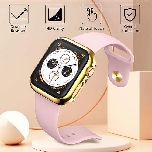 HANKN 42mm Hard Plated Case for Apple Watch Series 11 10 42mm Tempered Glass Screen Protector Case, Full Coverage Ultra-thin Shockproof Bumper Iwatch Cover (Gold, 42 mm) thumbnail 5