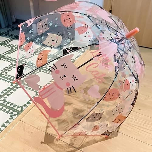 MRTLLOA Kids Clear Bubble Umbrella with an Easy Grip Curved Handle, Safety Transparent Dome Bubble Umbrella for Toddler Boys Girls thumbnail 5
