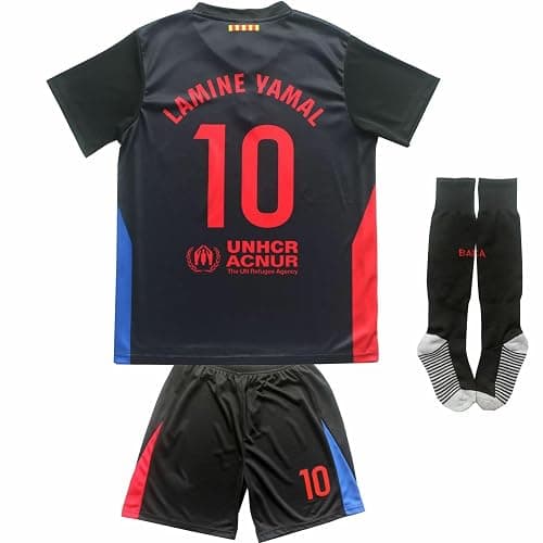 OUGARE 2024/2025 Lamine Yamal #10 Away Football Soccer Kids Jersey Shorts/Socks Set Youth Sizes - Image 1