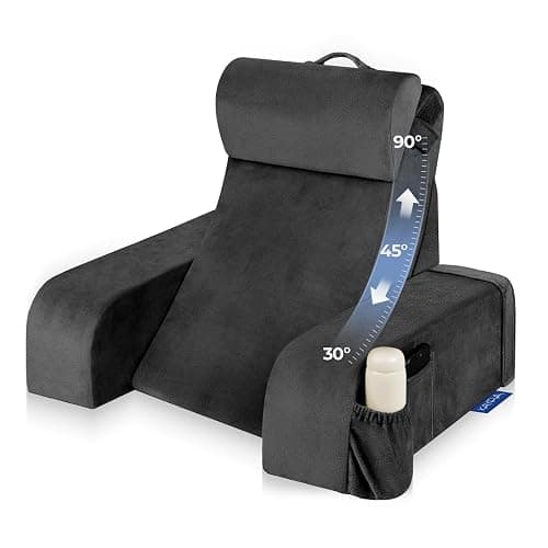 Kayfia Reading Pillow with 30-90° Stepless Adjustable Angle & Height, 2 in 1 Back Wedge Pillow for Bed Sitting up, Backrest Pillow for Reading/Gaming/Working in Bed or Couch, Medium, Black - Image 1