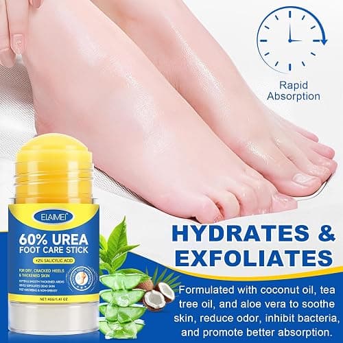 60% Urea Cream Stick plus 2% Salicylic Acid, Maximum Strength Urea Foot Cream Callus Remover for Dry Cracked Heels, Hands, Knees,Exfoliating Moisturizer, Dead Skin Remover Foot Balm 1.4oz (1pcs) thumbnail 2
