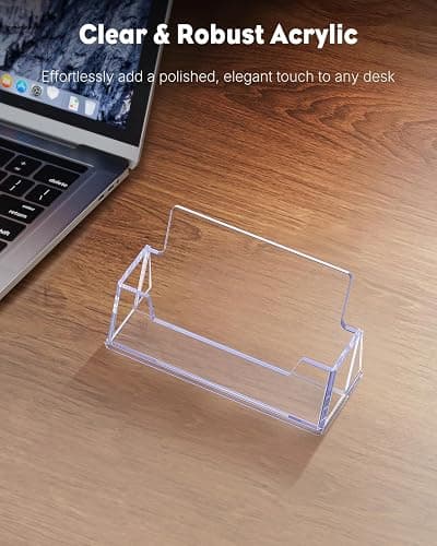 Uniclife 2 Pack Acrylic Business Card Holder for Desk, 60 Card Capacity | 1 Slot Clear Business Card Display Stand for Men Women Desktop Business Card Organizer Card Stand for Office Home Exhibition thumbnail 5