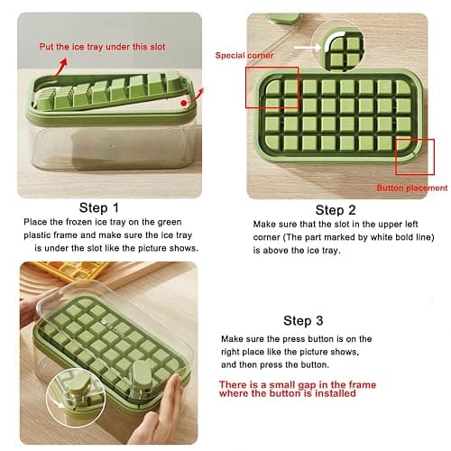 Ice Cube Tray with Lid and Bin, 2 Pack for Freezer, 64 Pcs Ice Cube Mold (White) thumbnail 4