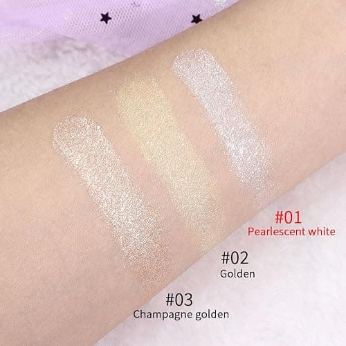 evpct Pearl White Silver Face Highlighter Makeup, White Shimmer Glitter Diamond Sparkly Highlighters Makeup Eyeshadow Palette Powder for Face Body Cheek Skin, inner Corner Eye Highlighter Make up 01 thumbnail 5