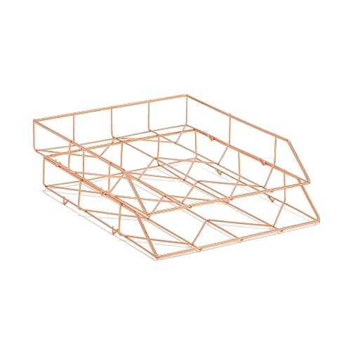 U Brands Desktop Fashion Filing Set, Desktop Organizer, Rose Gold Wire Metal, 10 Piece Office Gift Set (2104U00-01) thumbnail 4