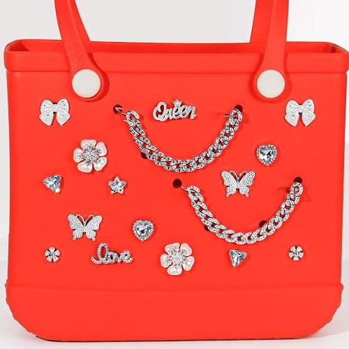 20 Pcs Beach Charms for Bogg Bag DIY Accessories Butterfly Flower Silver Chain Charm Cute Decoration Bag Charms for Bogg Bags Rubber Tote Beach Bags for Women thumbnail 3