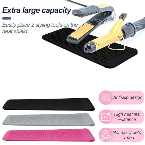 1Pack Silicone Heat Resistant Mat Pouch for Hair Straightener, Curling Iron, Flat Iron and Hot Hair Tools Black thumbnail 5