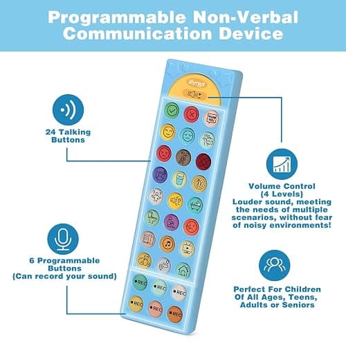 Joyreal AAC Device for Autism, Non Verbal Communication Tools for Speech Therapy & Stroke Rehab. Autism Talking Aids with 6 Programmable Buttons & Adjustable Volume, Autism Toys for Kids and Adults thumbnail 2