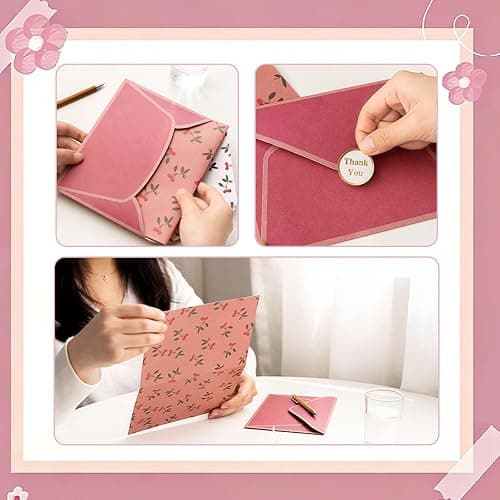 CSLEIAN 72 Pcs Stationery Paper Envelopes Set Includes 24 Lined Writing Paper & 12 Envelopes, Lovely Floral Cute Letter Writing Stationary Paper Envelopes Kit for Girls Office School Supplies(6Style) thumbnail 7