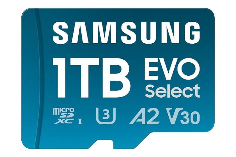 Samsung EVO Select microSD Memory Card + Adapter, 1TB microSDXC, Up-to 160 MB/s, 4K UHD, UHS-I, C10, U3, V30, A2, for Mobile Phone, Smartphones, Nintendo-Switch, and Tablets (MB-ME1T0SA/AM) - Image 1