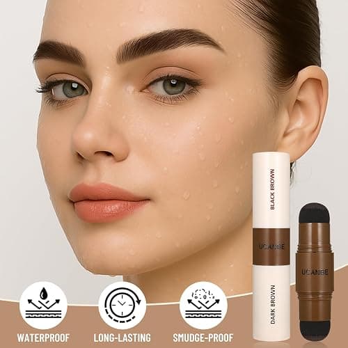 UCANBE 25PCS Eyebrow Stamp Stencil Kit With Dual-Color Eyebrow Stamp Pomade,20 Reusable Eyebrow Stencils,Finising Powder,Brush,Eyebrow Razor,Zipper Pouch,Waterproof Eye Brow Stamping and Shaping Kit04 thumbnail 7