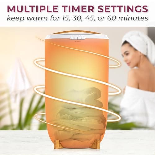Zadro Large Hot Towel Warmer Bucket Timer Electric Towel Warmer for Bathroom Auto-Shut Off Heated Towel Warmer Spa (Large | 20L | 12" Dia. x 21" Tall, Gray/Black) thumbnail 6