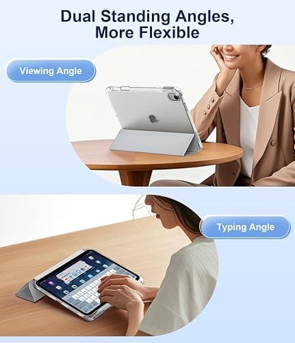 TiMOVO Case for iPad Air 11 Inch M4 2026/M3 2025/M2 2024, iPad Air 5th Generation 2022/4th Gen 2020 10.9 Inch with Pencil Holder, Stand Cover with Translucent Back, Auto Wake/Sleep, Apricot Gray thumbnail 6