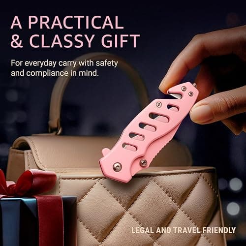 Pink Pocket Knife for Women - Legal Small Knife - 2.68 Inch Serrated Blade - Womens Knife for Self Defense - Cute Girl Survival Tool Pocket & Folding Knives - Mothers Day Gift Idea - 6655 P thumbnail 7