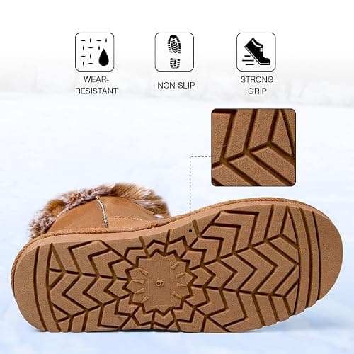 WFL Women Snow Boots Classic Mid-calf Fur Lining Fashion Winter Boots thumbnail 4