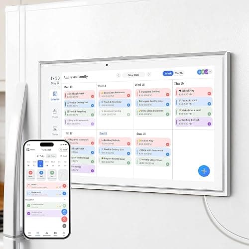 JSUSOU 15.6 Inch Digital Smart Calendar with FREE APP for Fridge & Wall Touch Screen, Magnetic Refrigerator Mount, Electronic Planner for Office Desk, Gift for Parents & Kids, White - Image 1