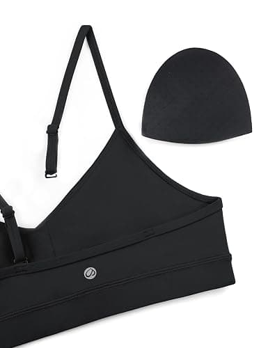 CRZ YOGA Butterluxe V-Neck Sports Bras for Women - Adjustable Thin Straps Padded Yoga Top Basic Wireless Camisole thumbnail 6