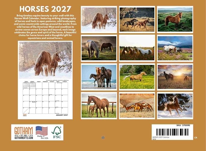 Horse Calendar 2027 Horses Monthly Wall Calender 12 Month thumbnail 2