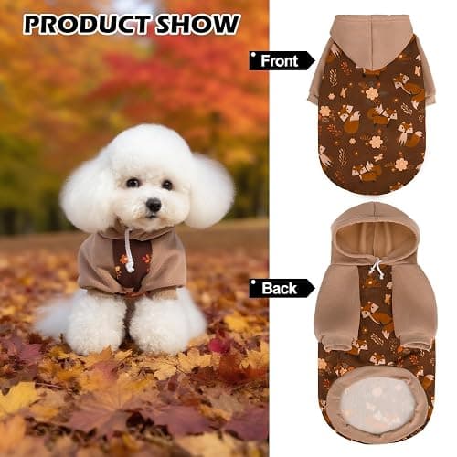 EXPAWLORER Fall Dog Hoodie,Thanksging Dog Sweater Costume,Winter Autumn Fleece Sweatshirt with Pattern,Pet Clothes Outfits for Puppy,Cat, Small Medium Large Dogs thumbnail 5