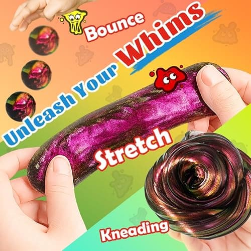 WATERELF Play Fidget Galaxy Putty Slime for Kids, Artistic Therapy Putty for Boys Girls Adults, Therapy Sensory Toys Stress Relief Non-Sticky, Thanksgiving Day Gifts - 3.11 Inch 3.2 Oz - Golden/Red thumbnail 4