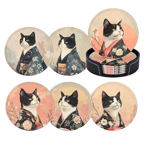 Leather cat coasters  - Image 1