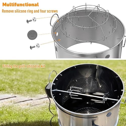 onlyfire Stainless Steel BBQ Cooking Smoking Attachment Rib Hanging System | Fits for Weber 22 inch Kettle Grills, Turns Your Kettle into Smoker thumbnail 4
