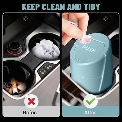 Car Trash Can Bin with Lid - Car Garbage Can Cup Holder - Dark Green Mini Leakproof Vehicle Trash Garbage Can Bin with 20pcs Trash Bags-Car Organizers and Storage for Front Back Seat Accessories thumbnail 2