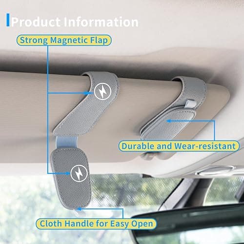 Yuoyar 2 Packs Magnetic Sunglass Holder for Car Visor - Universal Sunglasses Clip for Different Size Eyeglasses - Convenient Interior Car Accessories (Blue) thumbnail 4