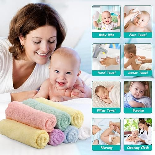 HOMEXCEL Baby Washcloths 24 Pack,Microfiber Coral Fleece Baby Bath Face Towel 7x9 Inch Extra Absorbent and Soft Burp Cloth and Wash Cloths for Newborn,Infants and Toddlers,Gentle On Sensitive Skin thumbnail 3