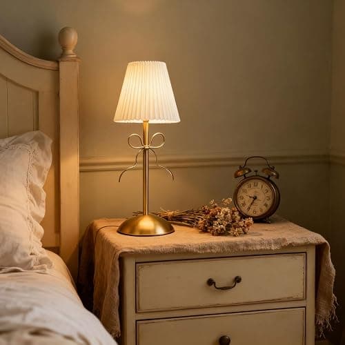 Vikye LED Bow Table Lamp, Cute Bow Decor Touch Control Desk Light with 1200mAh Rechargeable Battery for Bedroom Living Room Nightstand (Yellow) thumbnail 6