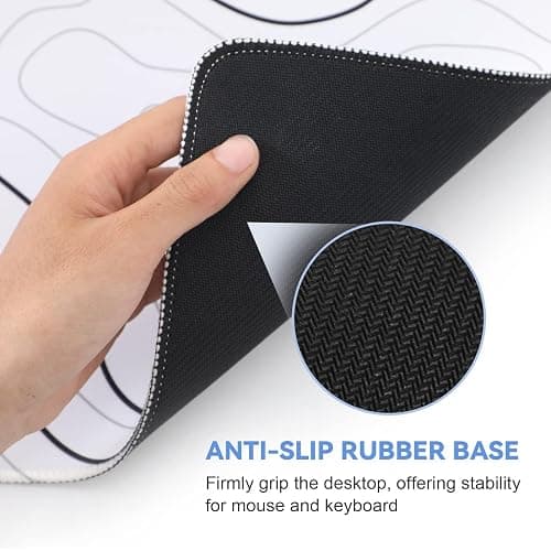 Rcege Large Mouse Pad for Desk - Gaming Mouse Pad with Stitched Edges, Anti-Slip Base for Keyboard and Mouse(White Line, 31.5L x 15.8W inches) thumbnail 3
