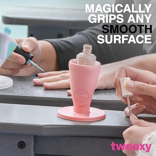 tweexy Hinge Untippable Nail Polish Bottle Holder | Anti-Spill Nail Polish Holder Stand, Tilted, IntelliStick Airlock Suction | Fingernail Painting, Nail Art Tools | Nail Polish Accessories (Blush) thumbnail 5
