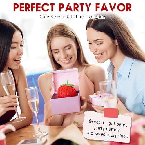 2PCS Squeezable Strawberry Toy, Realistic Slow Rise Pressure Relief Toy, Soft Squishy Party Favor for Adults thumbnail 2