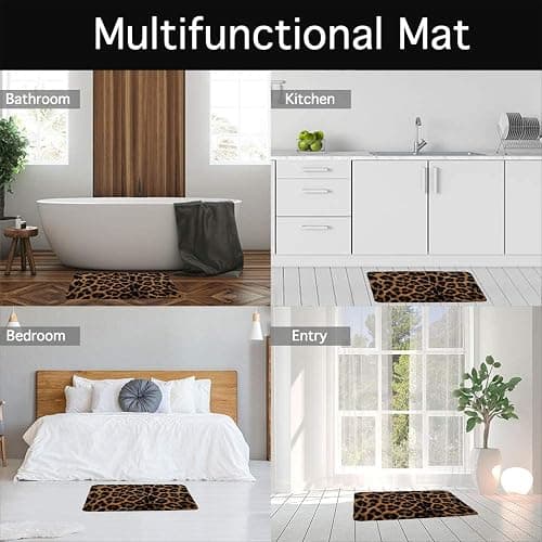 DSMEUE Leopard Print Bath Mat Brown Black Cheetah Animal Wildlife Vintage Bathroom Kitchen Toilet Rugs,18x30 Inch(Low Pile) thumbnail 5