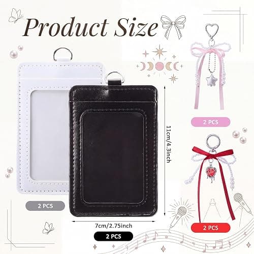 Geyoga 4 Sets Kpop Photocard Holder Keychain Cute Badge Holders, Pearl thumbnail 3