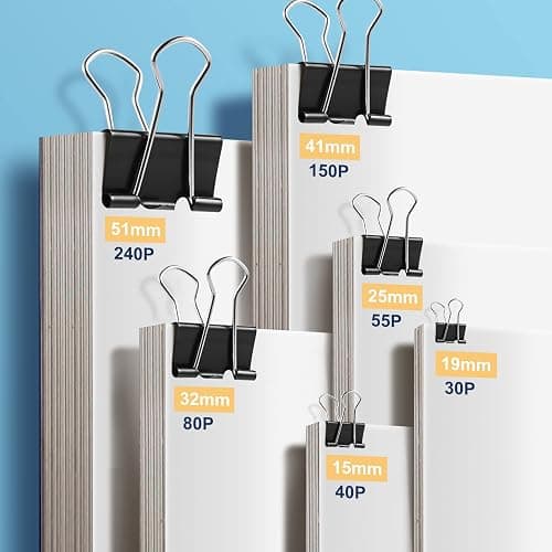 208 PCS Binder Clips Paper Clamps Assorted Sizes, Metal Paper Binder Clip, Black Binding Paperwork Clamp Bulk, School Teachers Office Supplies - Assorted Sizes × 208 PCS thumbnail 5