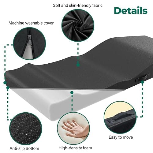 ENITYA Lash Bed Topper, Ergonomic Curvy Massage Table Foam Topper, Non-Slip Esthetician Bed Cushion with Removable Cover for Beauty Salon, Wax/Eyelash/Spa/Tattoo/Facial, 71"×27.5"(Black) thumbnail 5