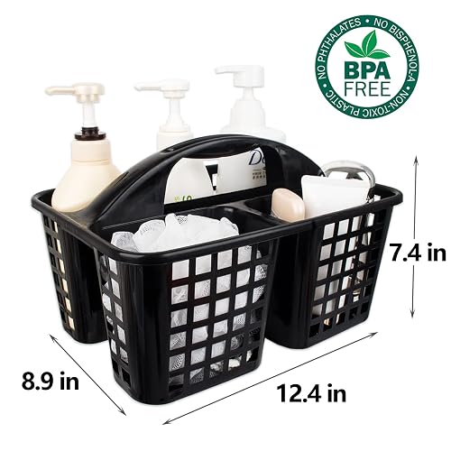 JiatuA Portable Shower Caddy Basket with Compartments Cleaning Supplies Organizer with Handle Plastic Storage Divided Tool Bin for Bathroom, Bedroom, Kitchen, College Dorm, Garden, Under Sink, Black thumbnail 3