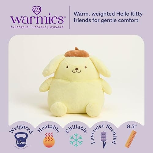 warmies x Hello Kitty - Microwavable & Weighted Stuffed Animals, Pompompurin - Heated Stuffed Animal Plushie for Warmth & Comfort - Scented Soft Plush Toys for Adults & Children (Boys & Girls) thumbnail 2