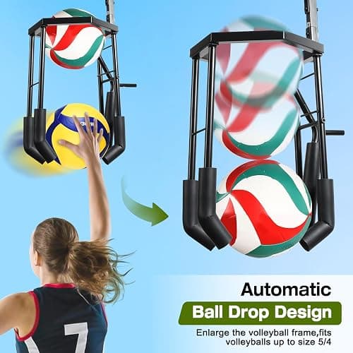Multi-functional Automatic Volleyball Training Equipment Aid, Volleyball Spike Serve Trainer for Volleyball Hitting Trainer, Height Adjustable Volleyball Rebounder Practice Setter Training Equipment thumbnail 6