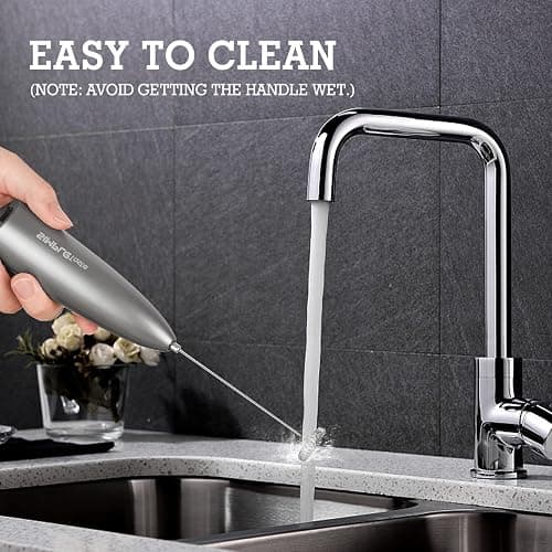 SIMPLETaste Milk Frother Handheld Battery Operated Electric Foam Maker, Drink Mixer with Stainless Steel Whisk and Stand for Cappuccino, Bulletproof Coffee, Latte thumbnail 6