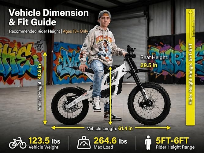 NEXVEY Flash PRO 5000W Adult Electric Dirt Bike 60V 27Ah E-Motorcycle | Off-Road Only, wheelie assist, Mid-Drive Motor, 55MPH top speed & 55-mile range,17/14" all-terrain tires for off-road riding thumbnail 9