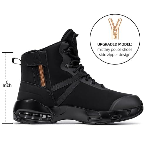KEFUWU Military Tactical Boots Men Wide Waterproof 6 Inches Lightweight Durable Side-Zip Combat Boots Work Hiking Non Slip Boots thumbnail 4