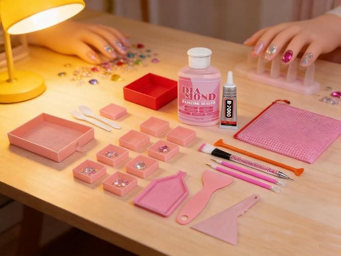 Rhinestone Picker Tools for Bedazzling Kit - 5D Diamond Painting Glue & B7000 Jewelry Glue for Craft, with 3 Picker Pens, 7-in-1 System Trays, 1 Brush, 10Pcs Clay, All-in-One Diamond Art Painting Set thumbnail 4