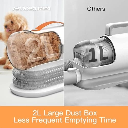 AIRROBO Dog Grooming Vacuum Kit,12000Pa Strong Pet Vacuum for Shedding,Grooming Hai,Quiet,PG100,2L Large Capacity thumbnail 3