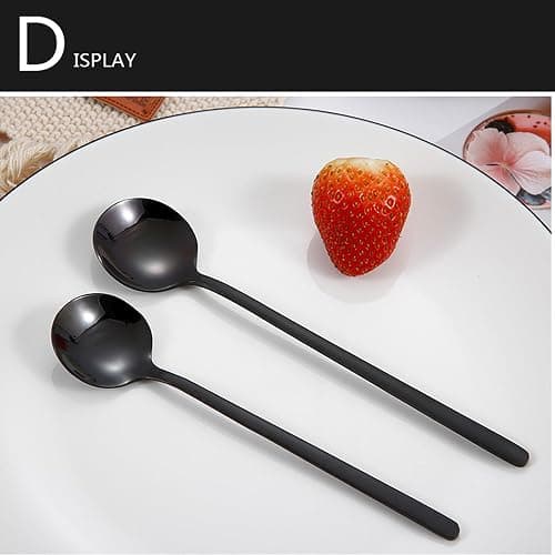 9 PCS Coffee Spoons Espresso Teaspoon, PBIEHSR Stainless Steel Tea Spoon Two Different Lengths Dessert Spoons for Stirring Coffee Bar Accessories (Black) thumbnail 2