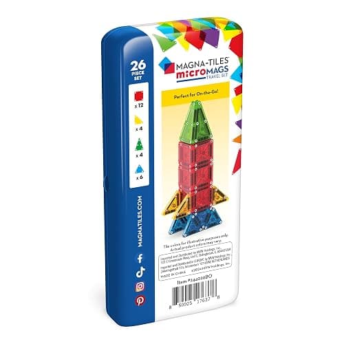 MAGNA-TILES microMAGS 26-Piece Travel Magnetic Construction Set – Bold Colors, The Original Magnetic Building Brand thumbnail 4